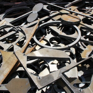 Close-up of steel plate scrap metal.